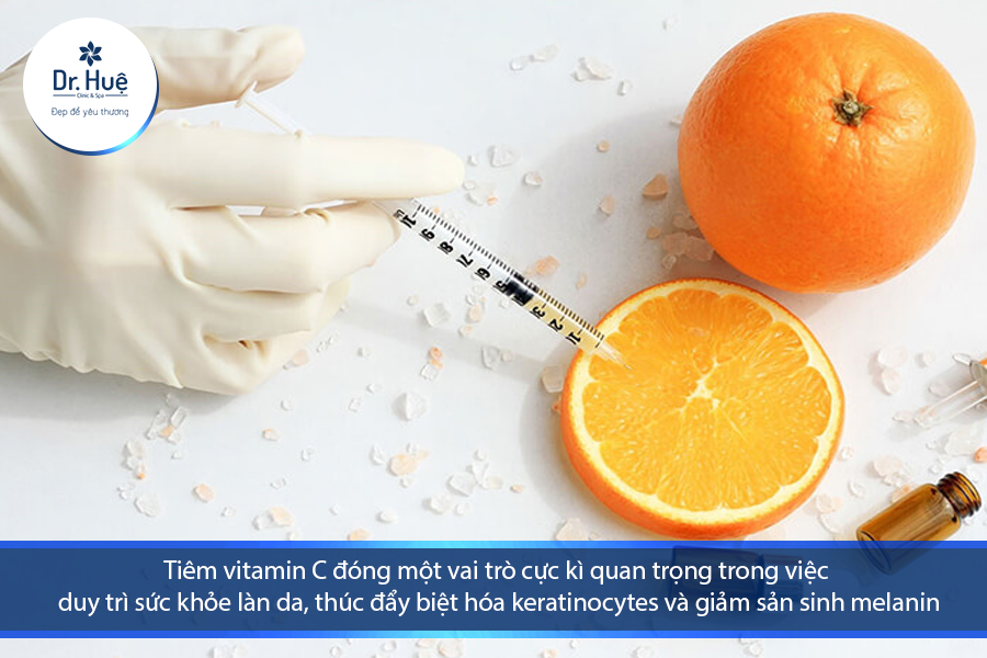 tiêm vitamin C đóng vai trò trong việc duy trì sức khỏe, giảm sản sinh melanin 
