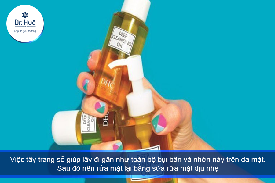 tẩy trang giúp lấy đi toàn bộ bụi bẩn và nhờn 