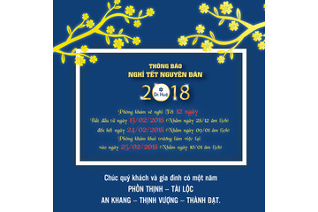 THÔNG BÁO LỊCH NGHỈ TẾT NGUYÊN ĐÁN 2018