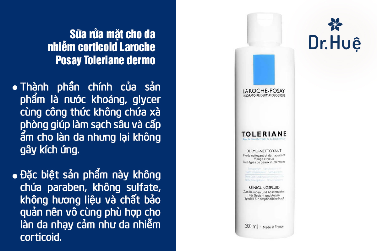Sữa rửa mặt cho da nhiễm corticoid Laroche Posay: Toleriane dermo